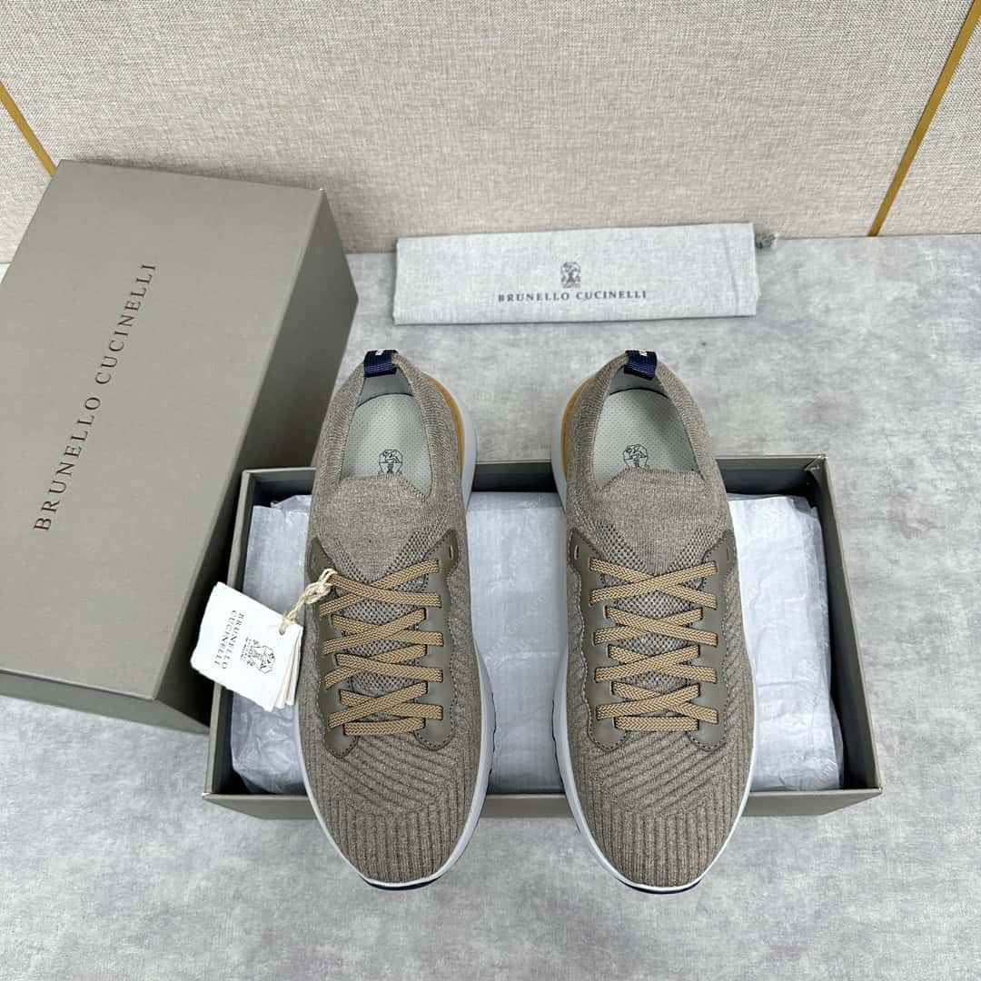 BC new Brunello Cucinelli twill knit low-top sneakers