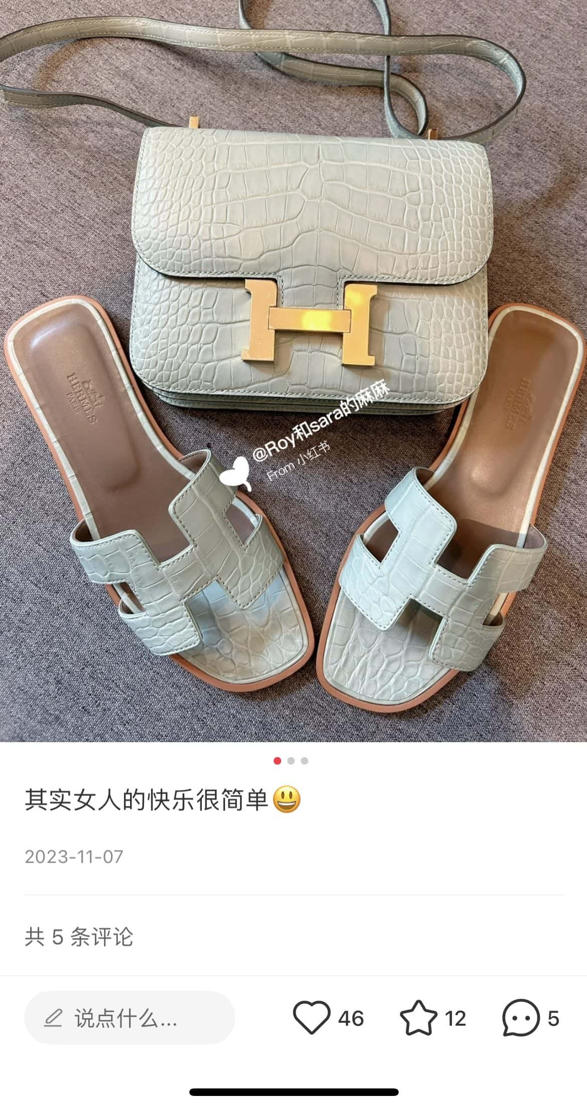 Hermès crocodile leather slippers