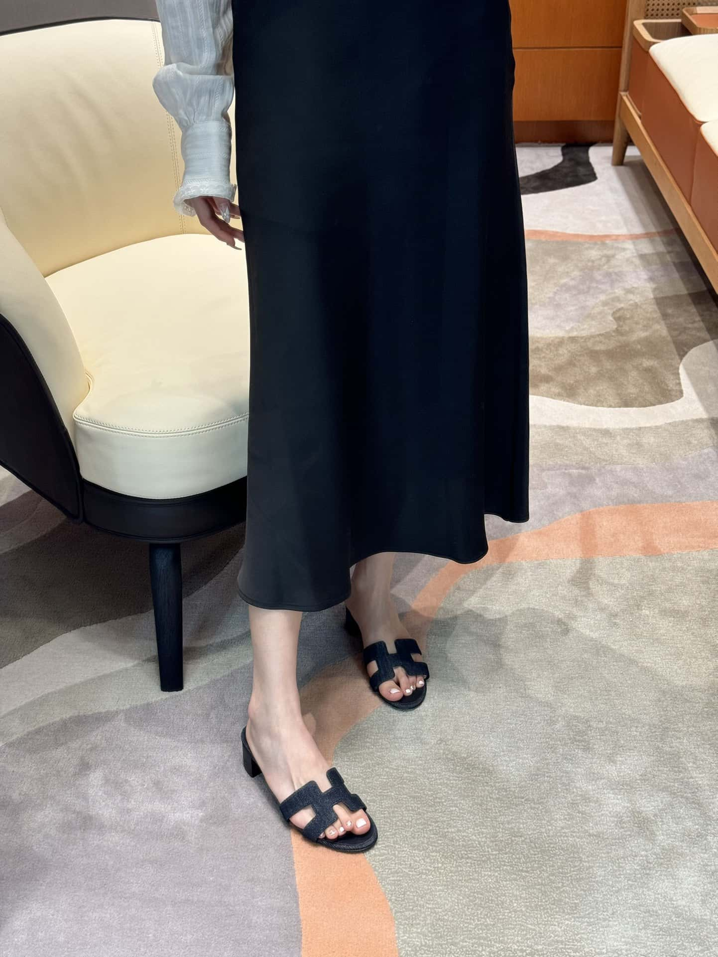 Hermès denim pumps