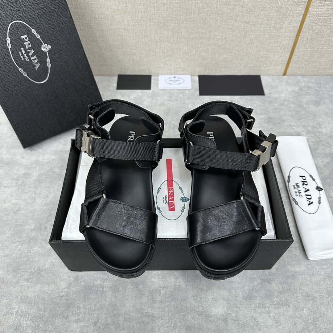 P's new product Prad* Prada men's new thick-soled spliced sandals