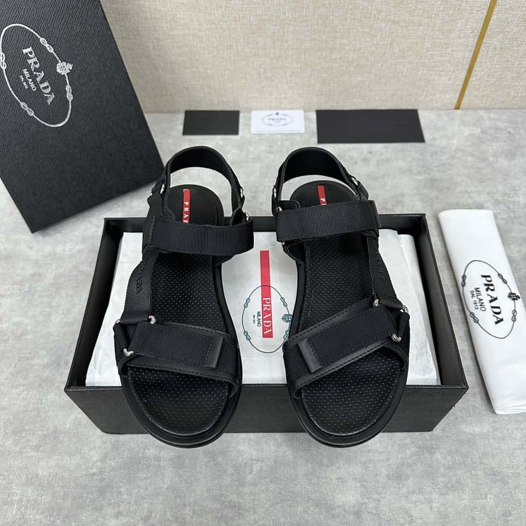 Prada leather and nylon strap sports sandals