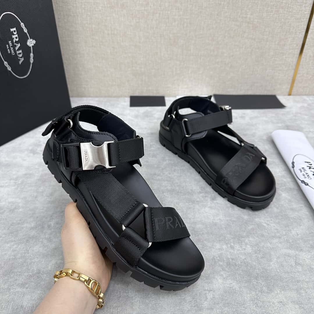 Prada leather and nylon strap sports sandals