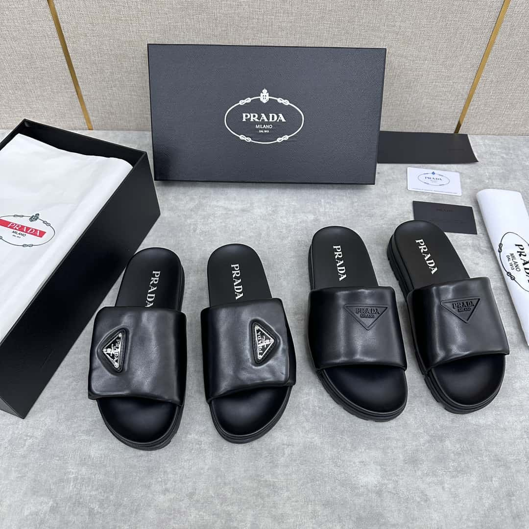 Prada new product new men's leather flip flops