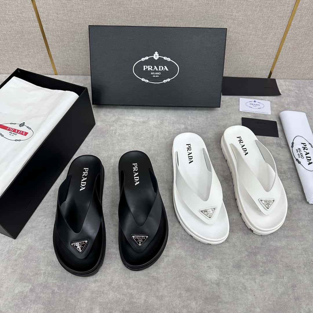 Prada new product new men's leather flip flops